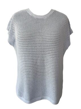 J. Jill Light Blue Open-Weave cotton blend Knit Top Sz: S to M
